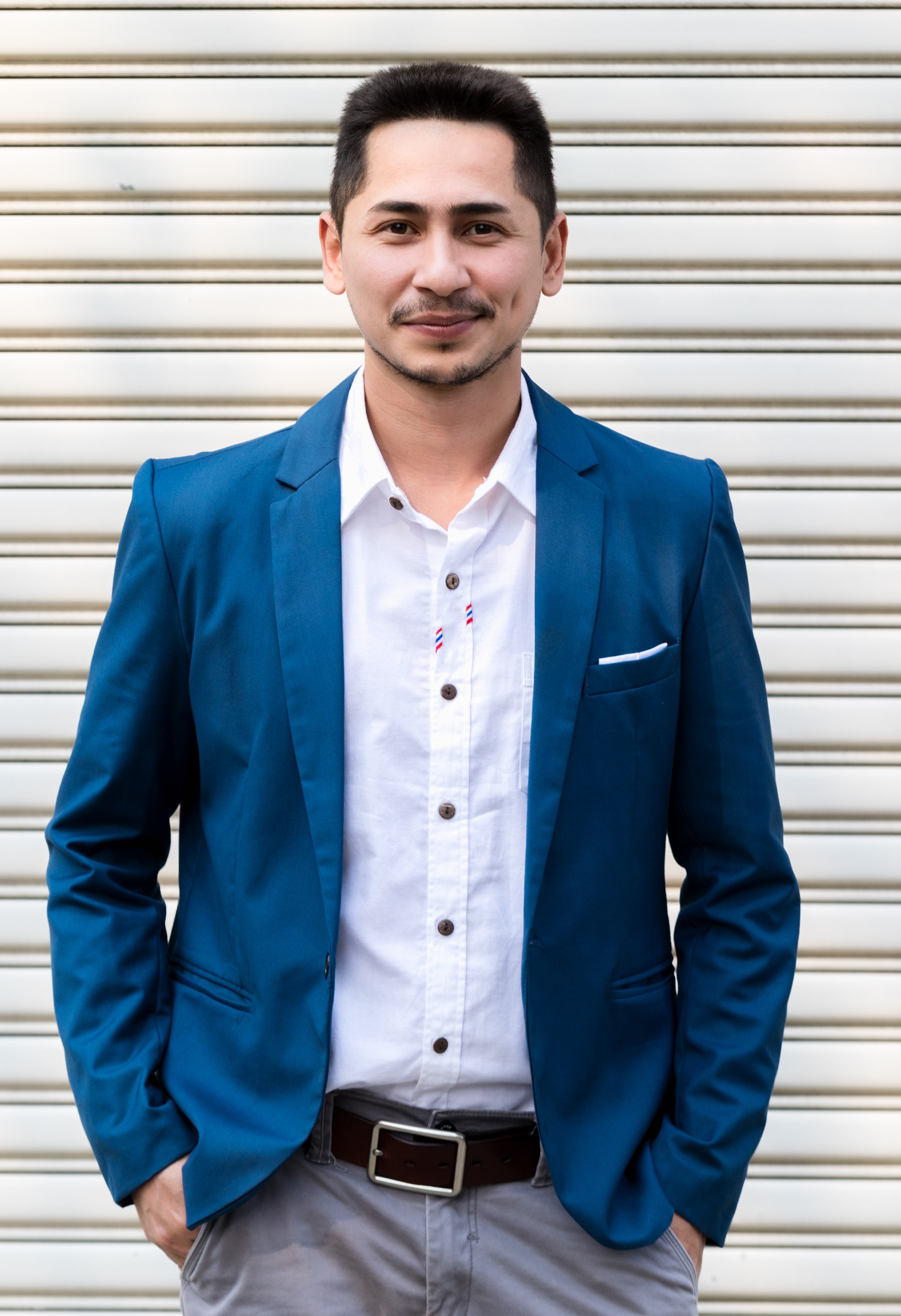 Man in a Bright Blue Suit